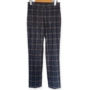 Joseph Ribkoff Brown/Pink Metallic Plaid Academia Mid-Rise Pants Size 4